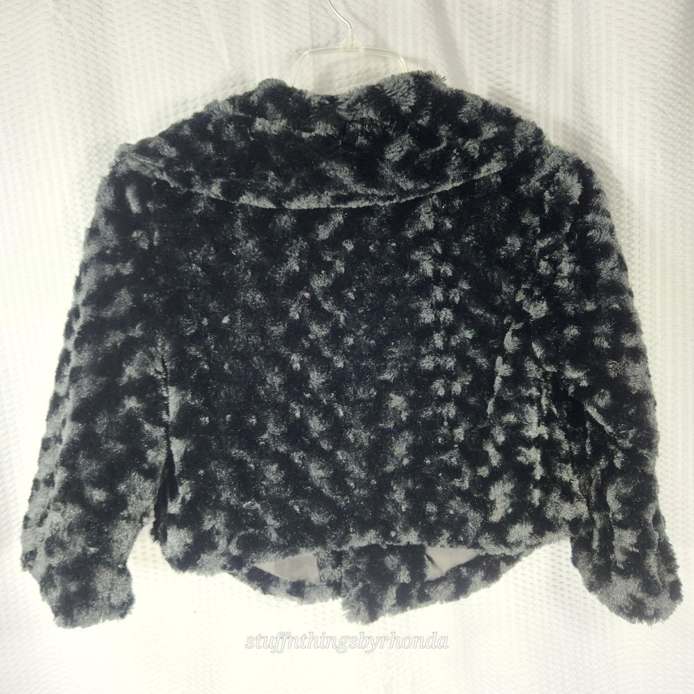 BRITNEY SPEARS CANDIES Black Faux Fur Mini Coat Short Jacket Size Small - Picture 2 of 9